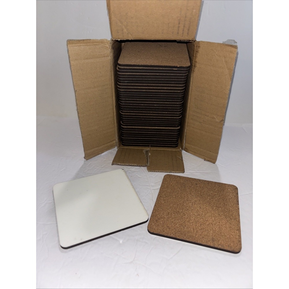 36 Pcs Sublimation Square Coaster Blanks MDF with Cork Back Approx. 3.75"